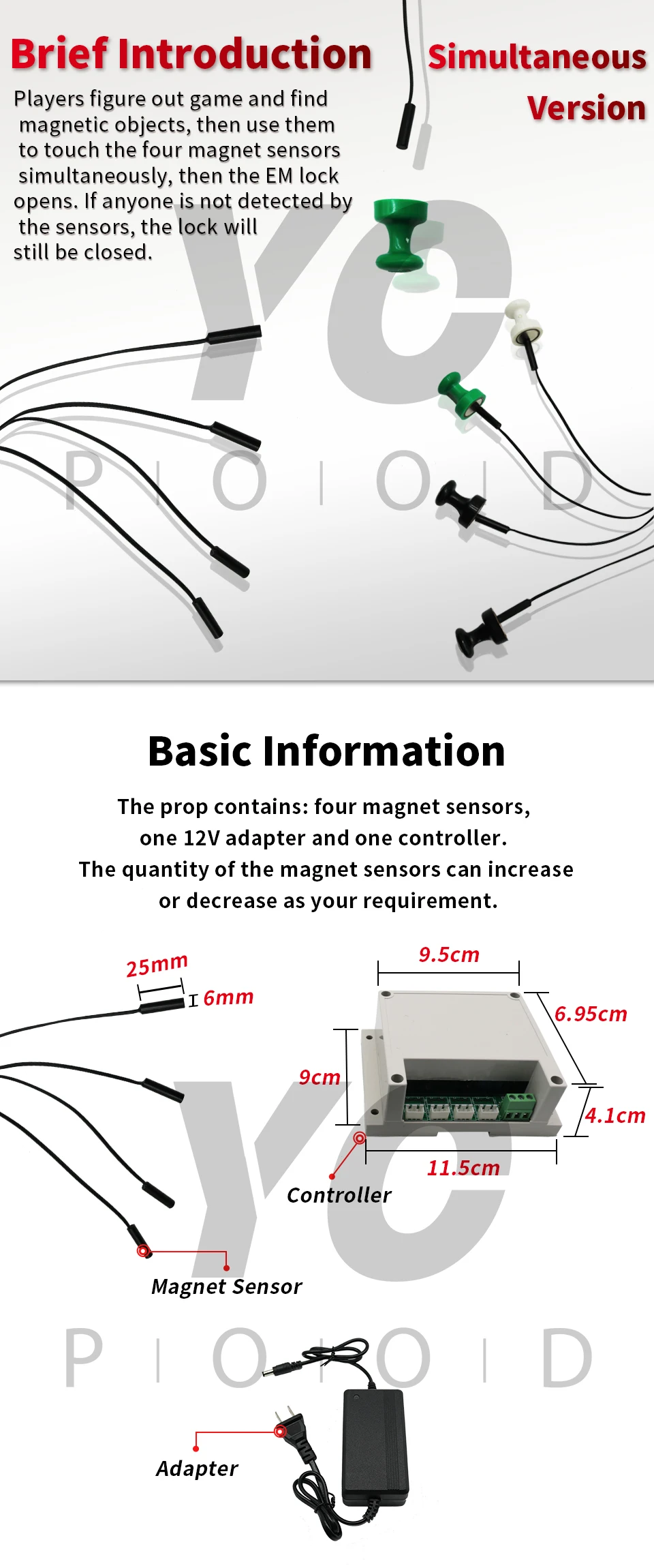 Ímã sensor versão simultânea sala de fuga