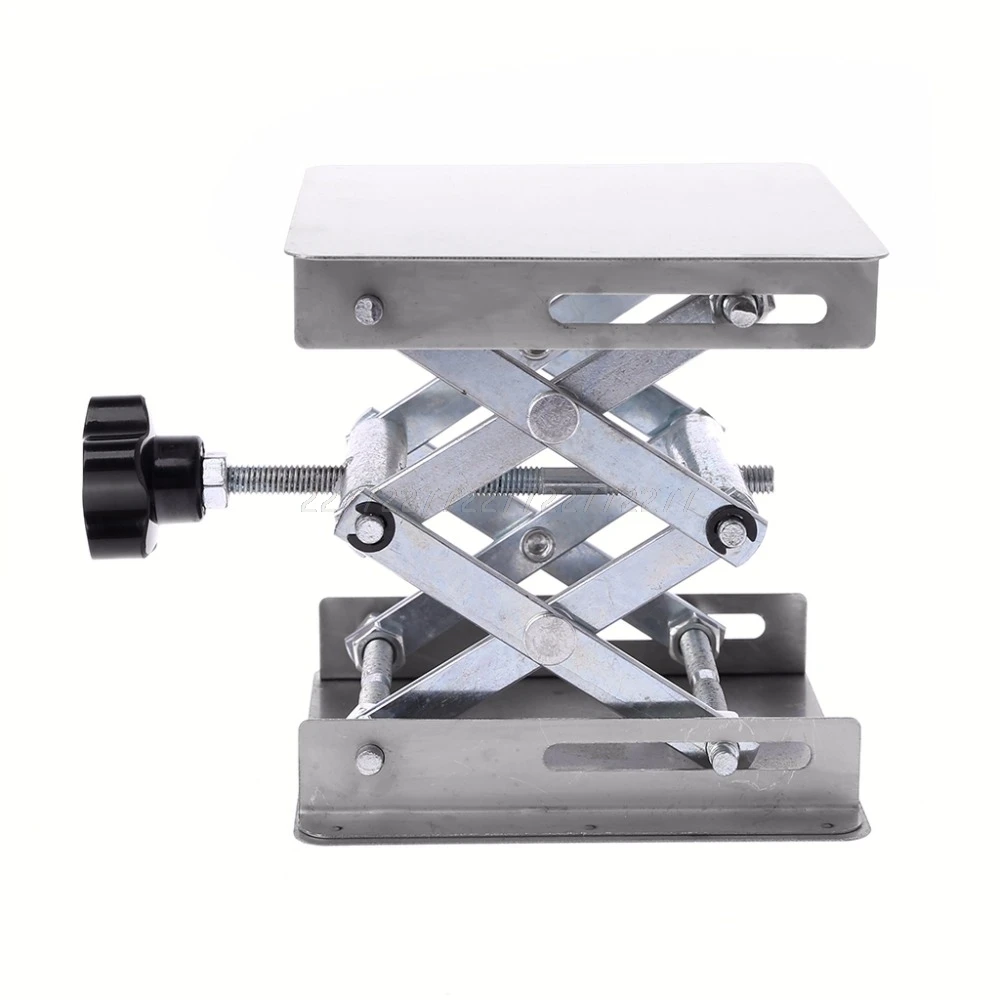  Laboratory Lifting Platform Stand Rack Scissor Jack Bench Lifter Table Lab 100x100mm Stainless Stee