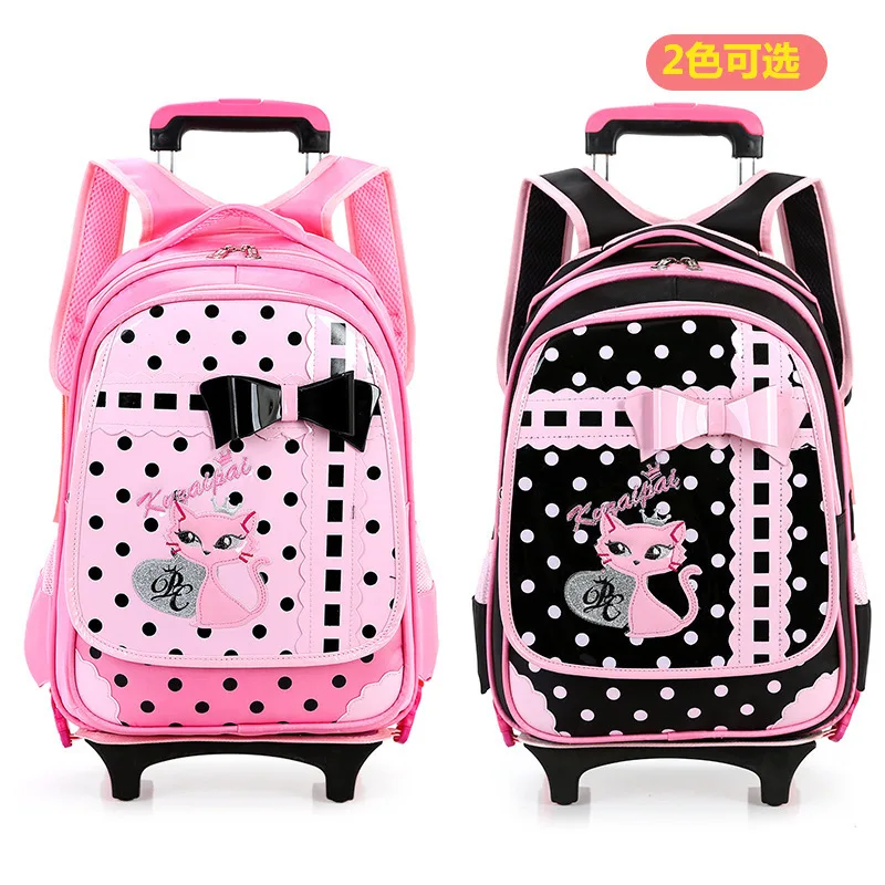 New Beautiful children pull rod bags wheeled school font b backpack b font font b kids