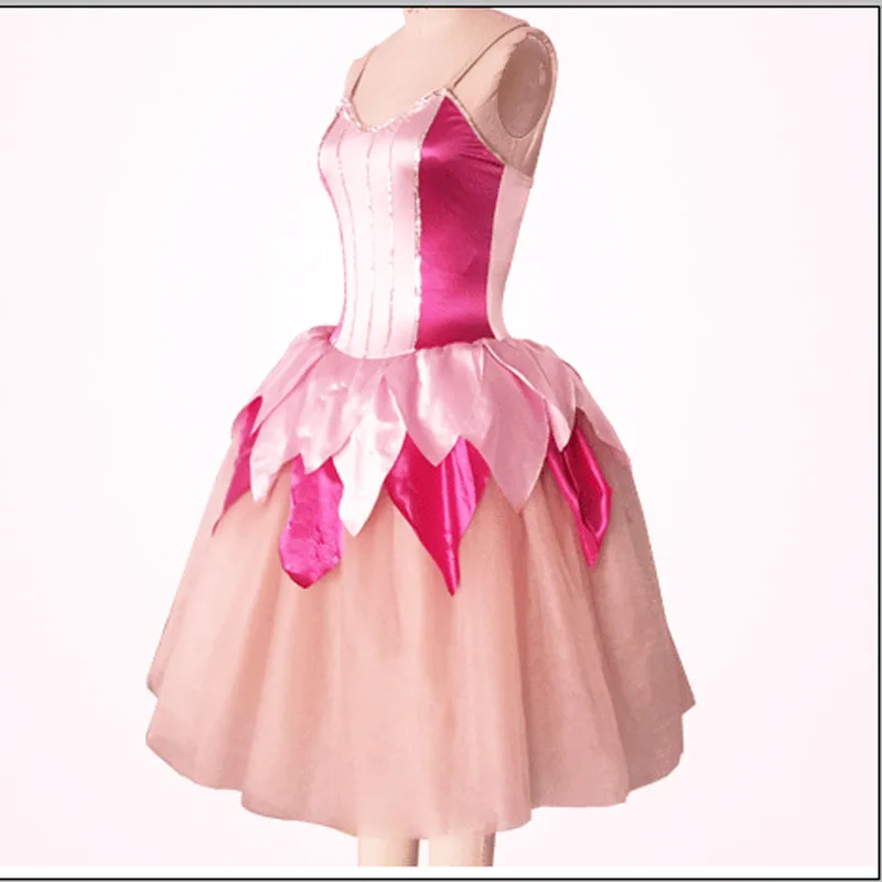 Рождественское розовое балетное платье с цветами и листьями феи, балетные юбки с лепестками персикового дерева для взрослых,, Прямая поставка