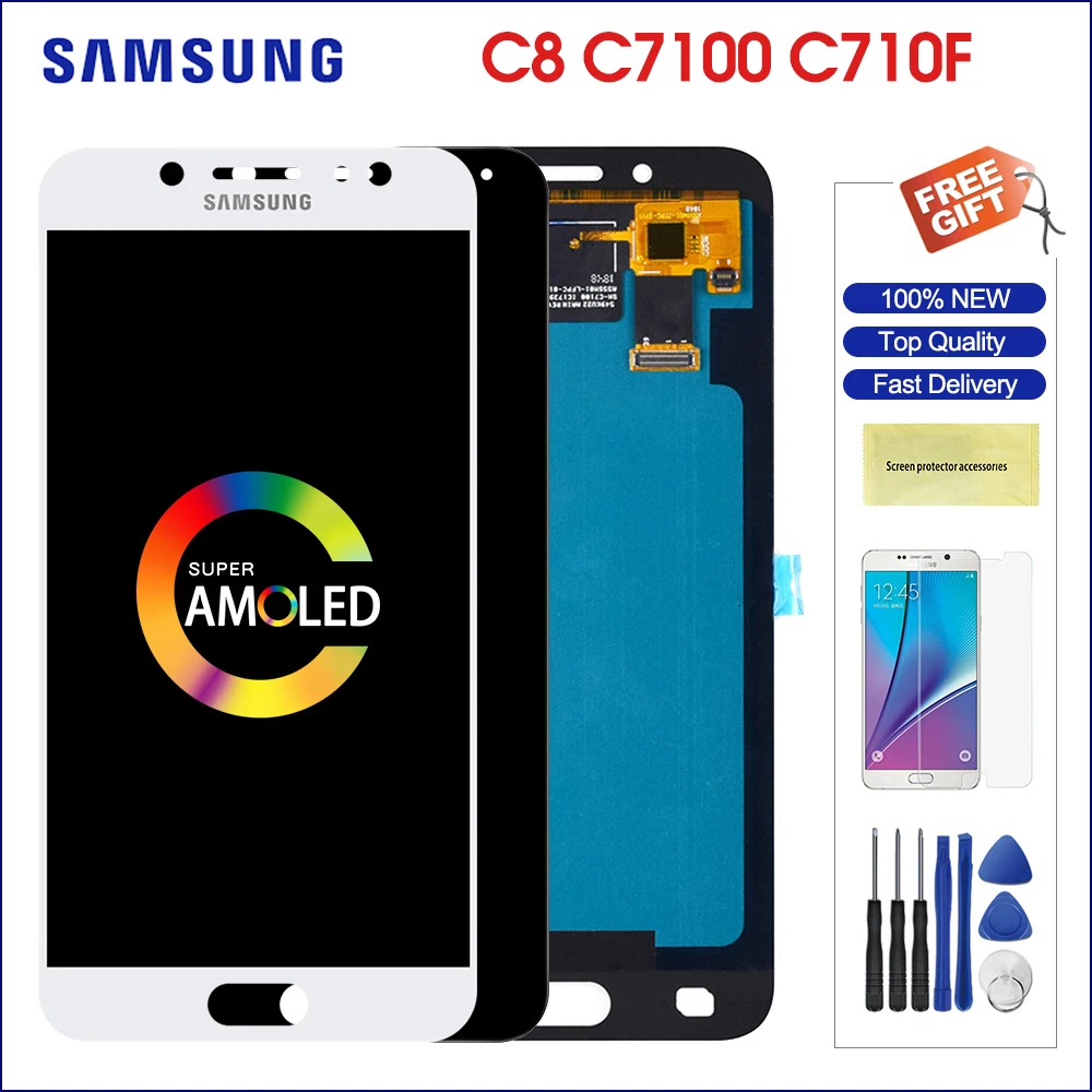 Samsung c8 ЖК сенсорный экран samsung Galaxy C8 C7100 C710F дисплей Супер amoled дигитайзер сборка Замена для C8 sm-c7100