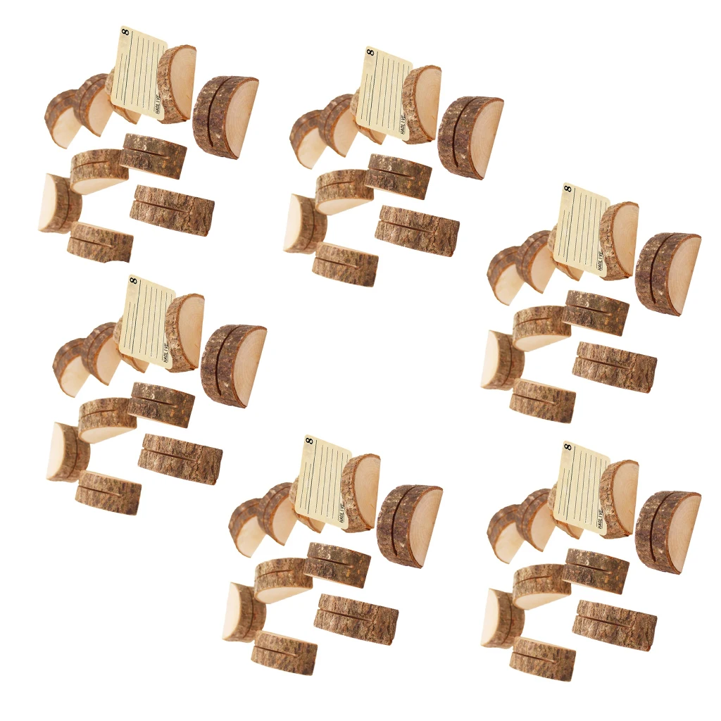 60pcs Wooden Table Number Holders Wooden Place Card Holder Wooden Wedding Card Holder for Home Birthday Party Decoration