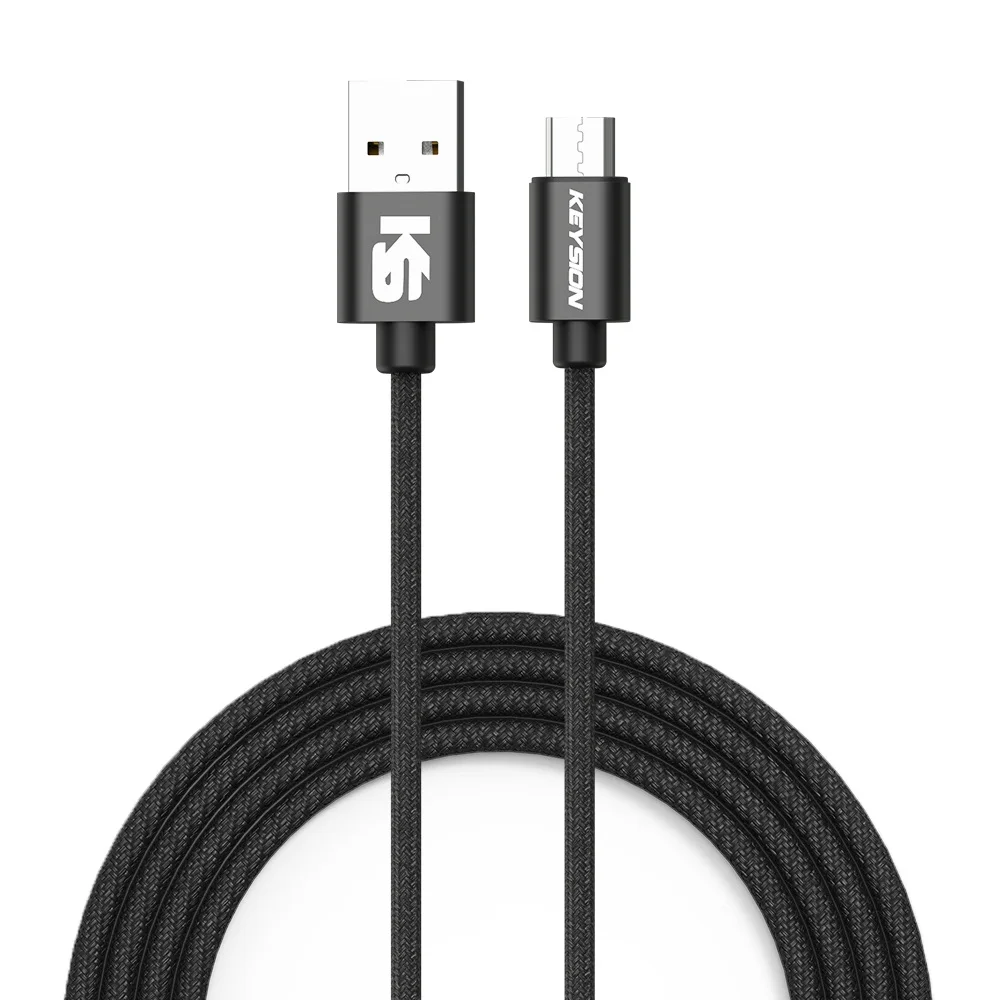 KEYSION Micro USB кабель 2.1A Быстрый кабель синхронизации данных и зарядки для samsung huawei Xiaomi LG Android мобильных телефонов Micro usb кабели - Цвет: Черный