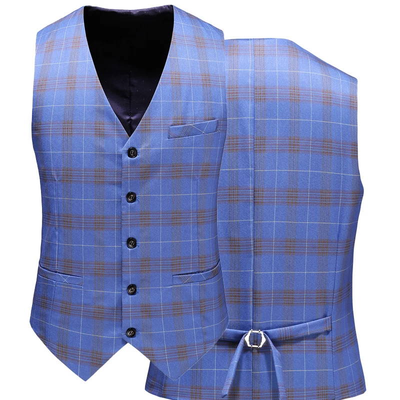 (Blazer+Vest+Pants) Mens Wedding Suit Male Blazers Slim Fit Suits for Men Costume Business Formal Party Classic  Blue / S-5XL
