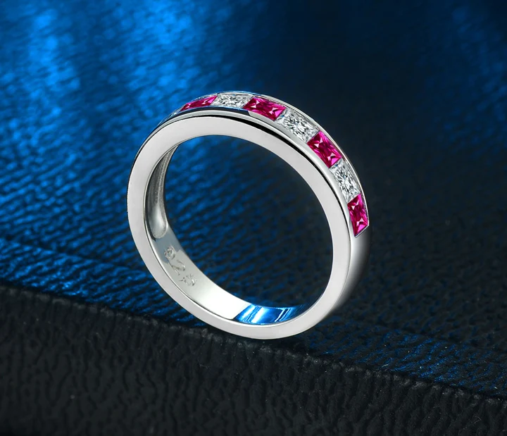 925 silver Ruby wedding band 723