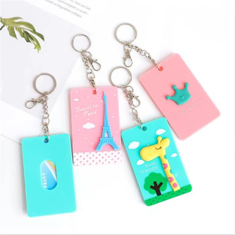 

Student Cute Cartoon Panda Giraffe Office ID Card Cover Holder Case Keyring Keychain Luggage Suitcase Tags Travel Accessories