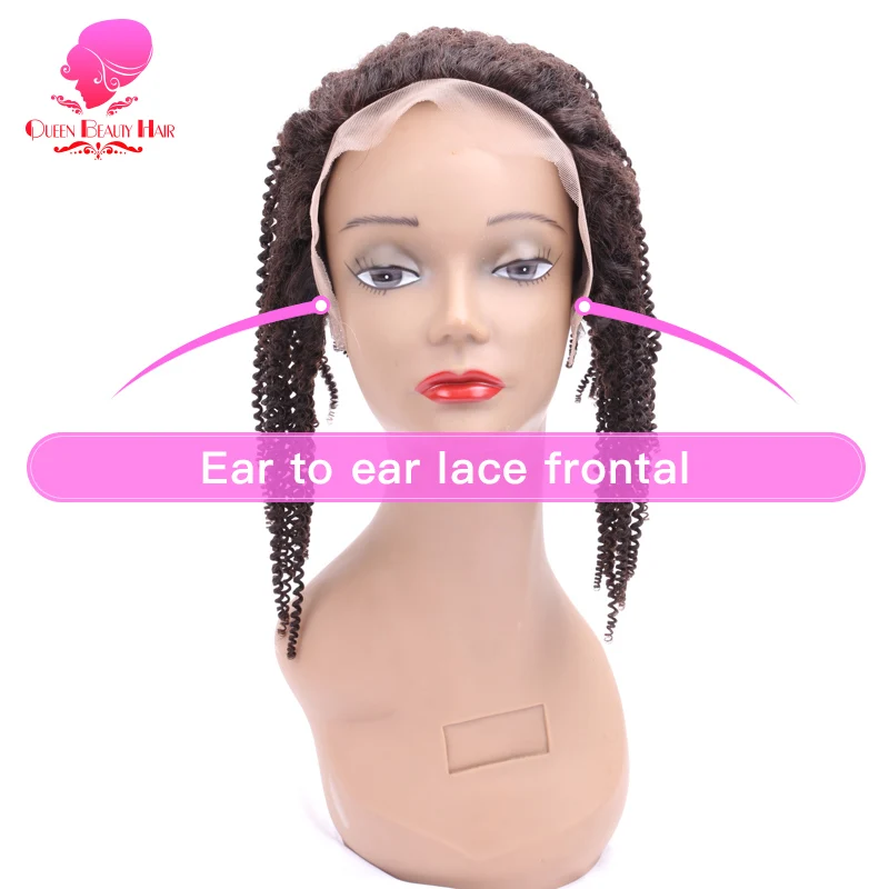QUEEN BEAUTY волосы бразильские Remy Волосы Кружева Фронтальная закрытие афро кудрявые