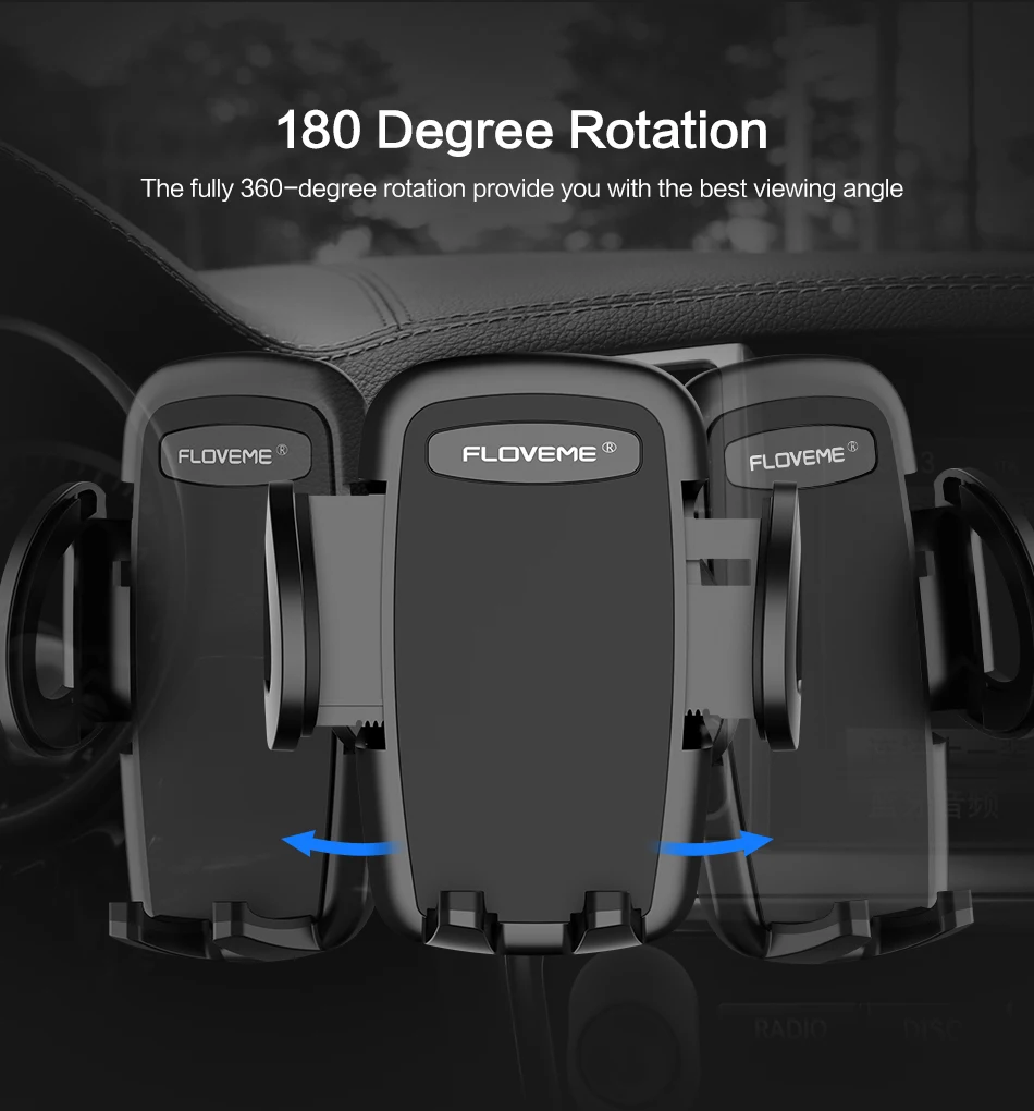 FLOVEME Car Phone Holder 360 Rotation One-Click Release Universal Air Vent Mount Car Holder Stand For Samsung Galaxy S9 Plus (6)