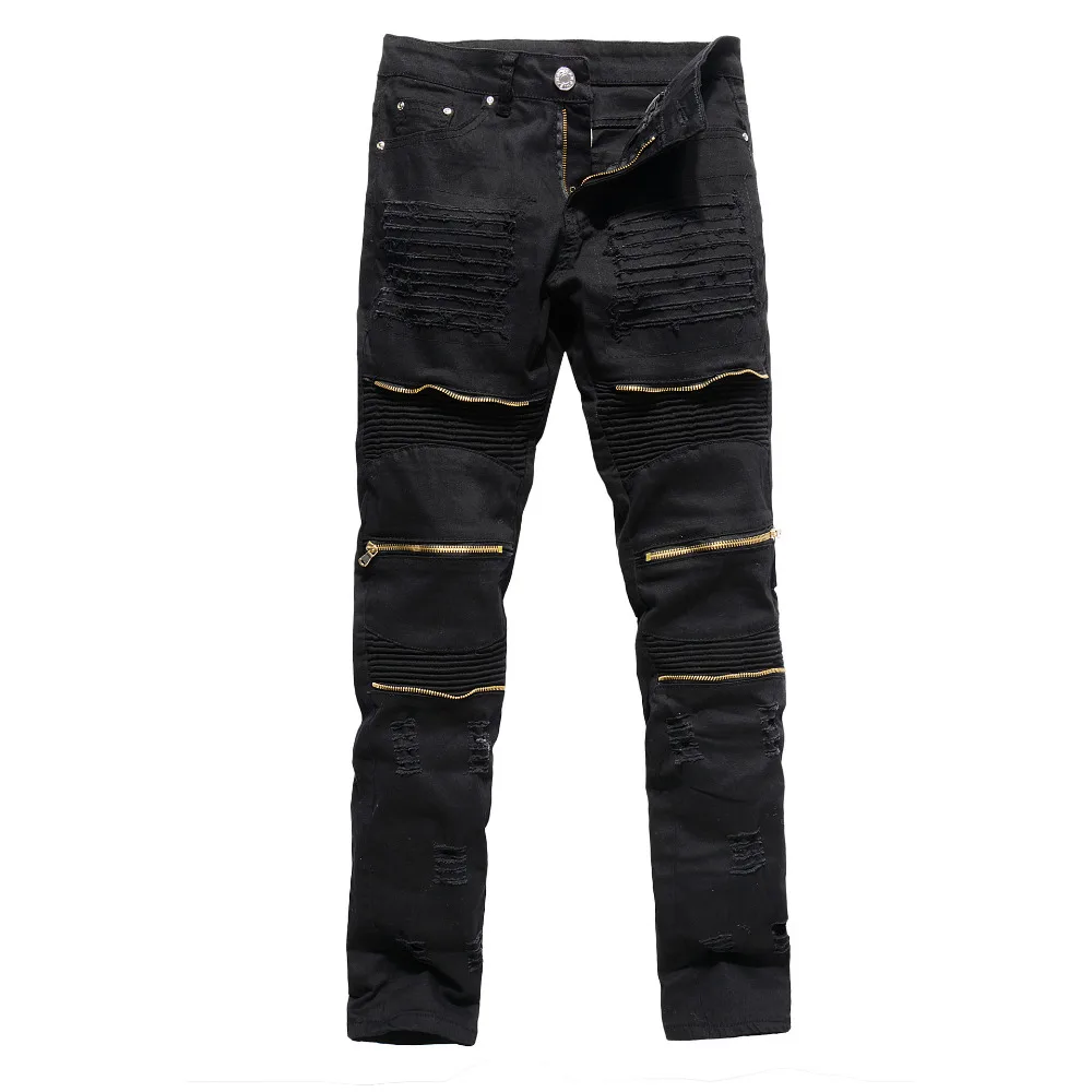 Fashion Mens Ripped Biker Jeans Hip Hop 