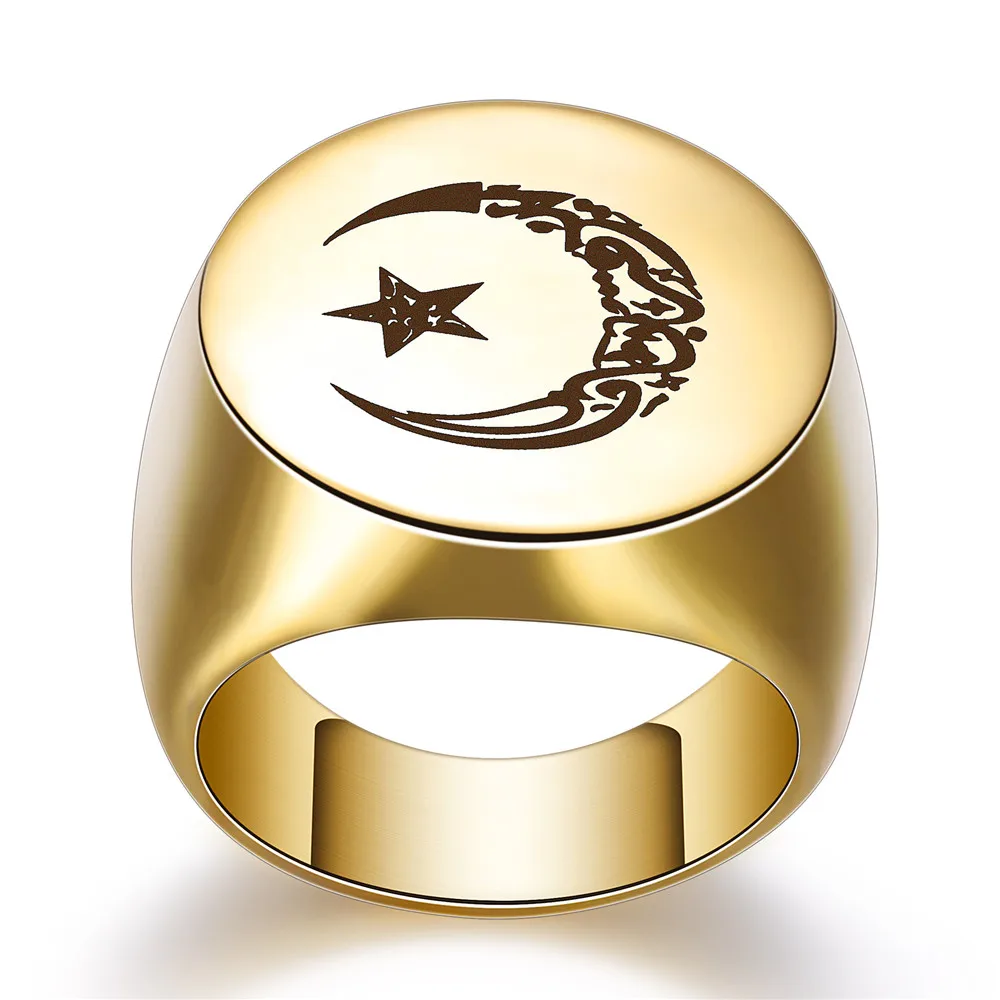 

Blue Gold Silver Black Titanium Stainless Steel Ring Moon Star Rings Vintage Stainless Steel Star Moon Ring for Men Punk Jewelry