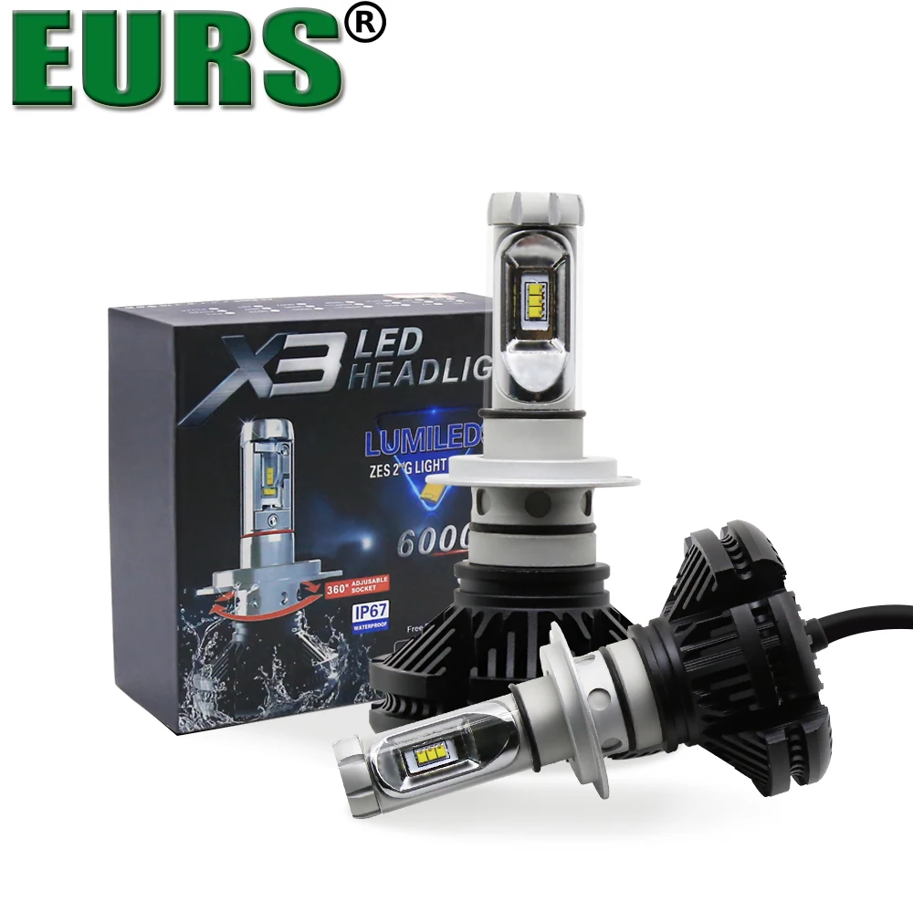 EURS TM X3 Car Headlight H1 H4 H11 H7 Led bulbs 9005 HB3 Hi lo Beam