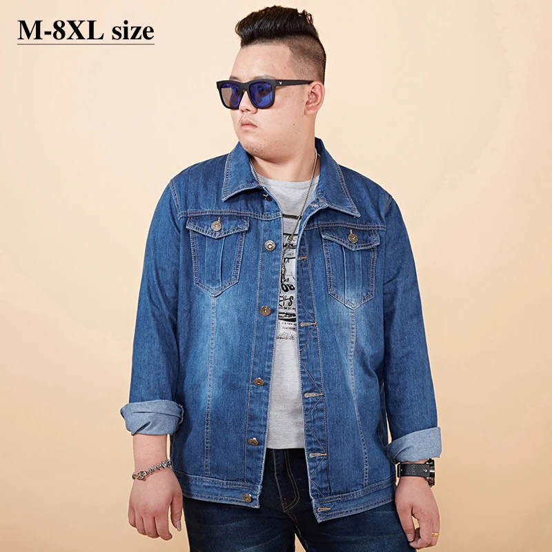 

Plus Size 5XL 6XL 7XL 8XL Men's Denim Jacket 2019 New Autumn Coat Classic Design Lapel Fashion Casual Jacket Brand Clothes