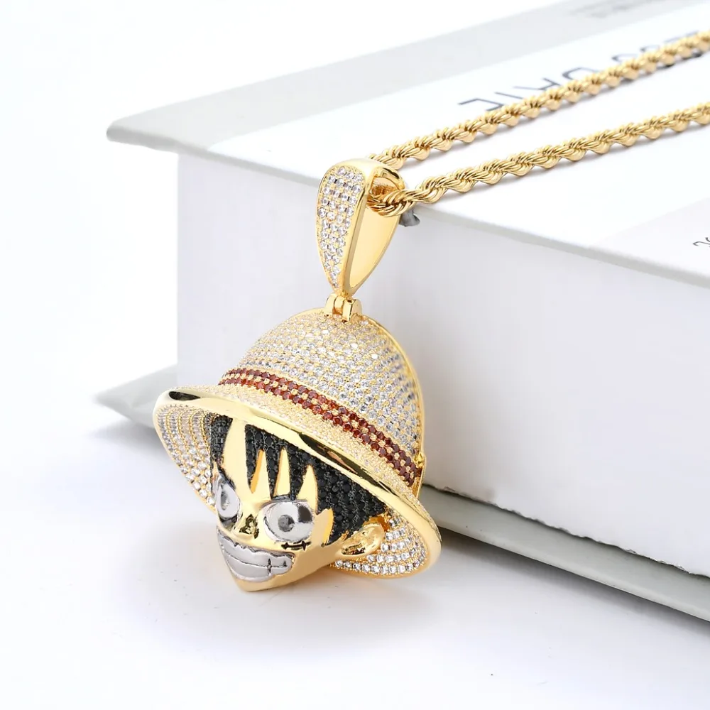 Hip Hop Jewelry Cartoon Monkey D Luffy Pendant Necklce (4)