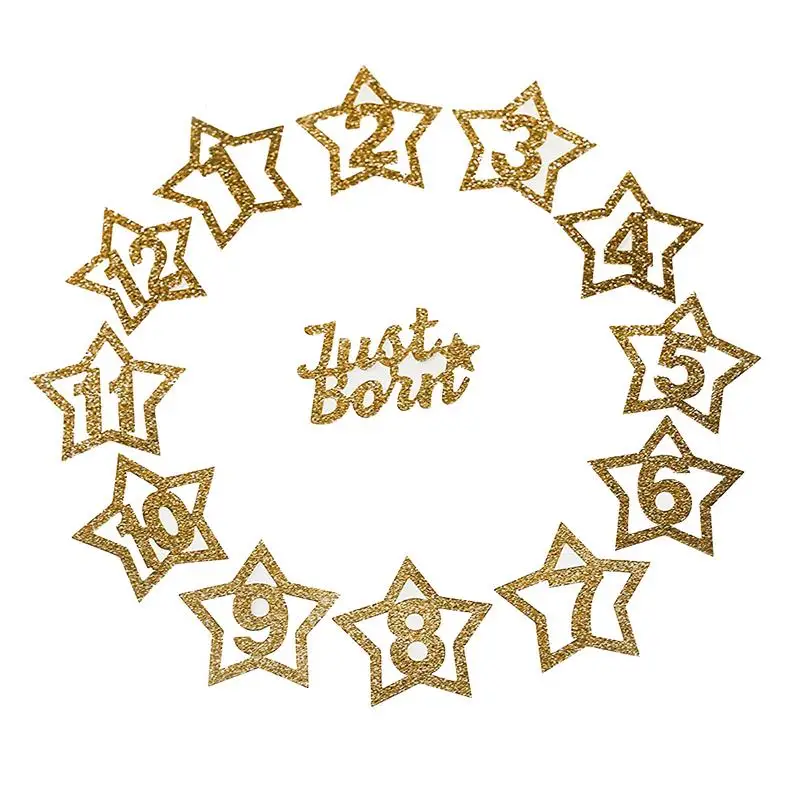 

2018 Years Celebration Decoration Background Five-Pointed Star Photo Album 1-12 Month Baby Photo Record Party Banner Pull Flag