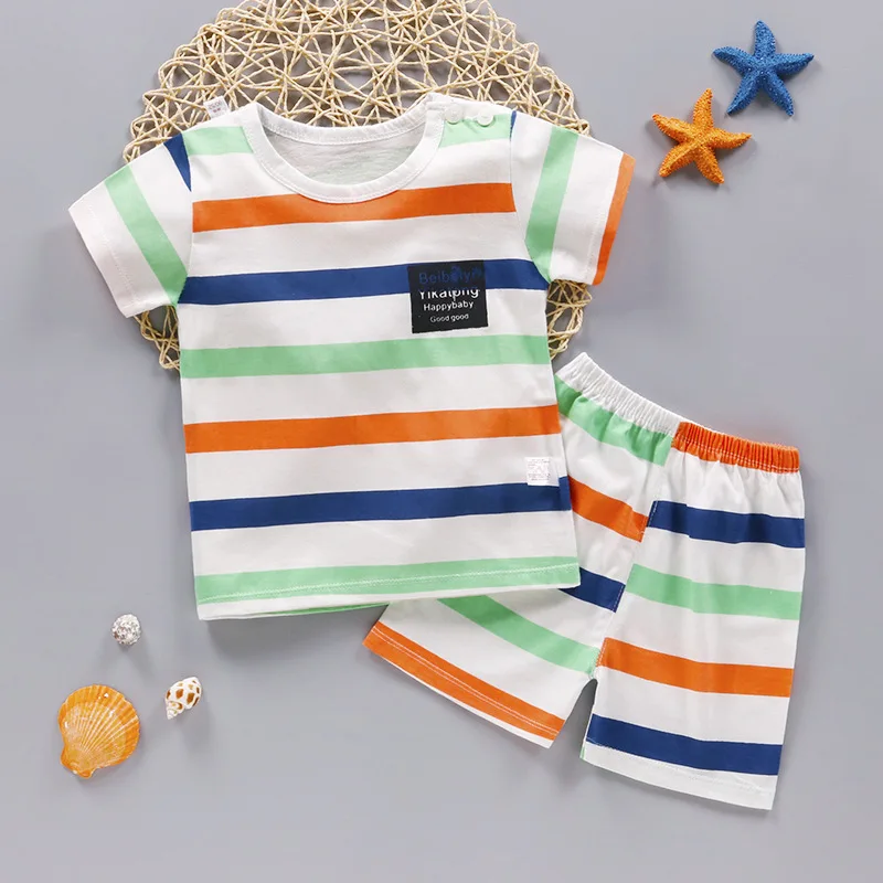 Комплект одежды для новорожденных мальчиков; летняя одежда для маленьких мальчиков; хлопковый Детский костюм с изображением животных; комплект одежды для маленьких мальчиков - Цвет: Lotus цвет
