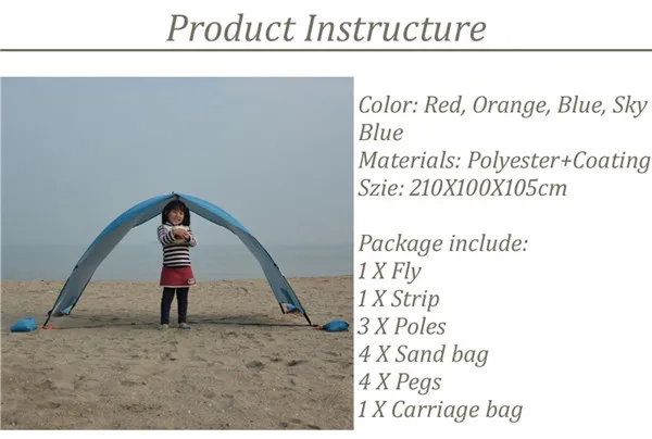 Tenda para Praia Verão ao ar Sombra de Sol Abrigo Livre Lona Strandtent Cabana Acampamento Pesca Toldo Praia Tenda Dossel Sol uv 7 High Quality Esporte e Lazer