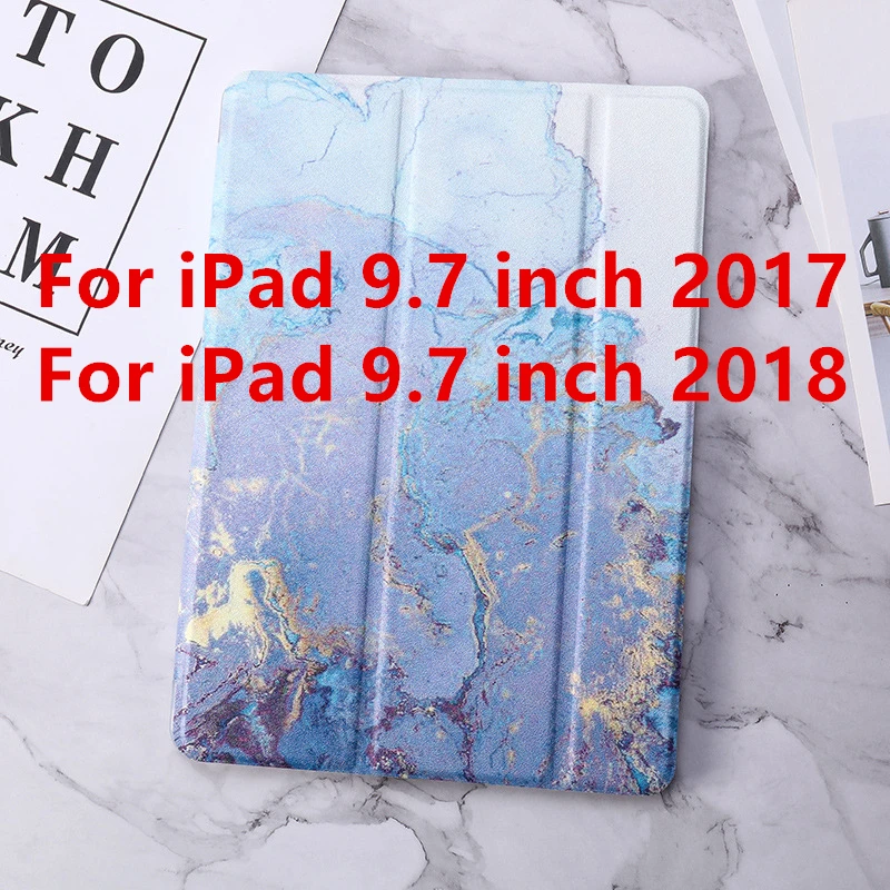 Чехол для iPad 9,7 Мрамор Кожаная подставка из ТПУ чехол для iPad Air 1/Air 2/Pro 10,5 мини-платье на возраст 2, 3, 4, 5, iPad Air 10,5 чехол, корпус - Цвет: Blue  9.7 2018