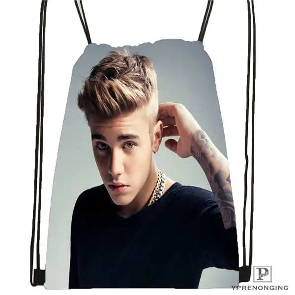 Drawstring Backpack Custom Good-Justin-Bieber походная сумка на шнурке милый рюкзак для детей(черная спинка) 31x40 см#180611-03-130 - Цвет: Drawstring Backpack