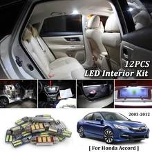 12 Pcs Bianco Canbus led Per Auto luci interne Cornici e articoli da esposizione Kit per 2003-2010 2011 2012 Honda Accord led per interni cupola Tronco luci