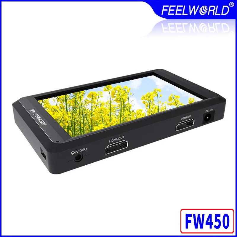 Feelworld FW450 4.5 inch DSLR Camera Field Monitor IPS Small HD 1280x800 4K HDMI Input Output Light Weight Portable LCD Monitors godox