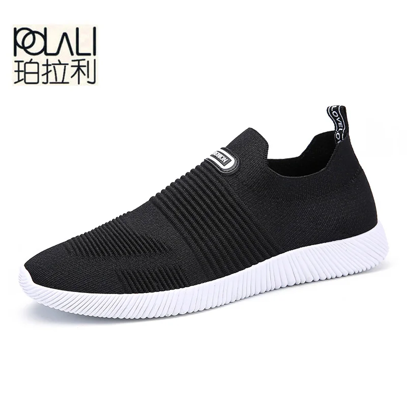 POLALI 2018 New Breathable Mens Shoes Summer Slip On Beach Shoes Flat Ladies Walking Water Shoes Mesh Casual Shoes zapatillas