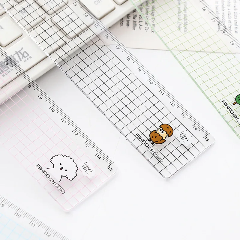 15 см Kawaii животное прозрачная линейка пластиковая простая сетка линейка, Обучение канцелярские принадлежности для рисования студент, школа, офис