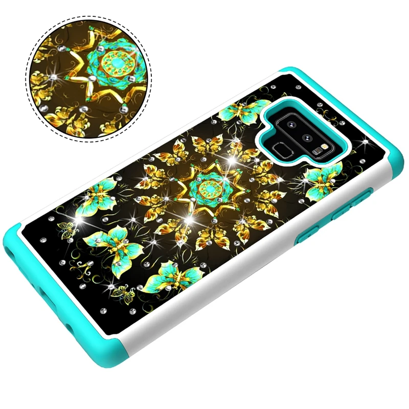Чехол для Galaxy S10 S10e примечание 9 S9 S8 (J3 J7) 2018 2 в 1 Diamond Жесткий ПК + ТПУ ударопрочный