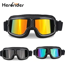 Herorider Retro WWII Vintage Motorcycle Aviator Goggles Glasses Cruiser Motocross Scooter Moto Vintage Helmet Goggles For Harley