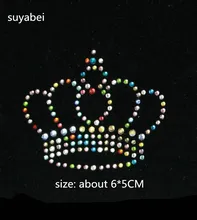 6pc/lot Colorful Crown Rhinestone iron on transfer patches hot fix rhinestone motif designs hot fix rhinestone applique rhinestone