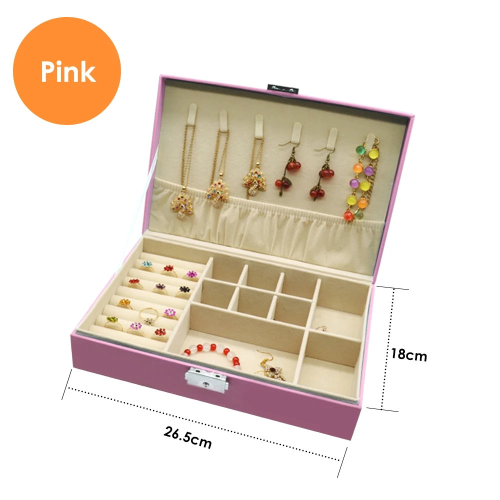 Высококачественные кожаные большие ювелирные изделия космической тематики коробки деревянные серьги-гвоздики коробка для хранения ювелирных изделий ожерелье серьги шкатулка для хранения многоцветная - Цвет: pink
