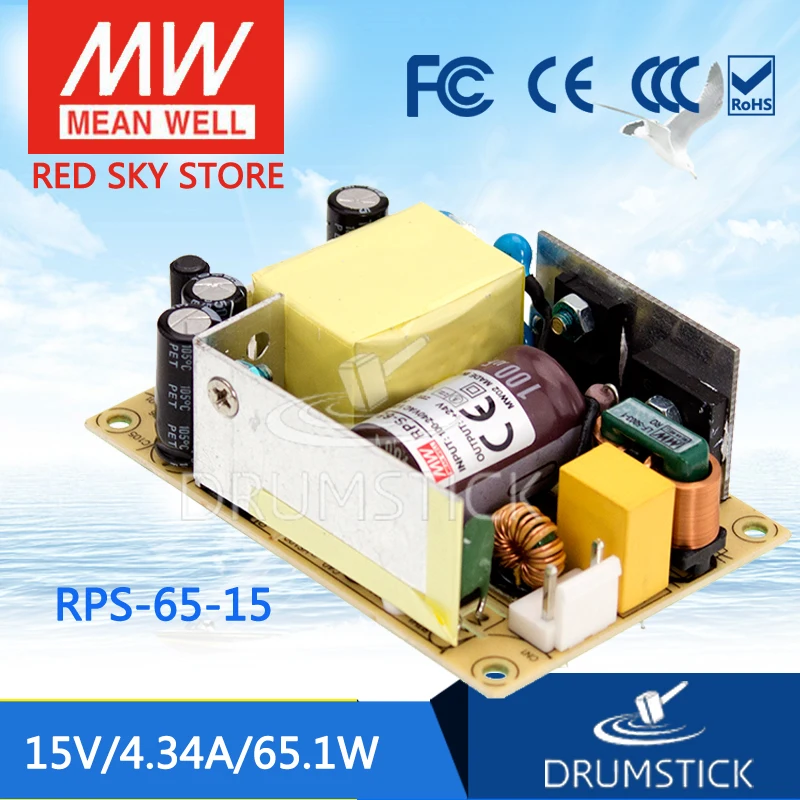 

MEAN WELL RPS-65-15 15V 4.34A meanwell RPS-65 15V 65.1W Single Output Medical Type