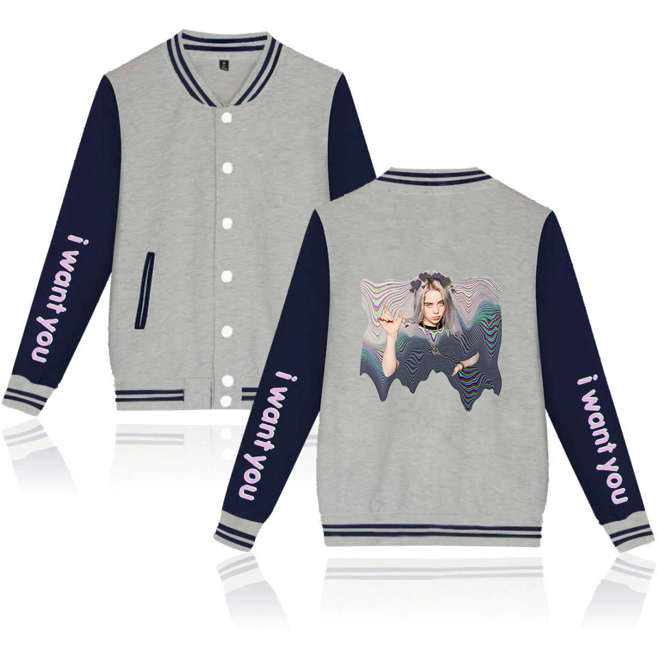 Billie Eilish куртка Для женщин Для мужчин Harajuku Толстовка пальто новые зимние куртки принт Billie Eilish Бейсбол куртка пальто для девочек