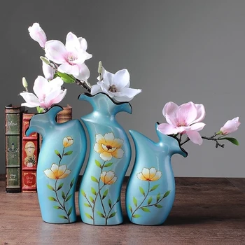 

Modern Ceramic Vase Desktop Artificial Flower Pot Home Livingroom Furnishing Decoration Crafts Office Ornamnets Wedding Gift Art