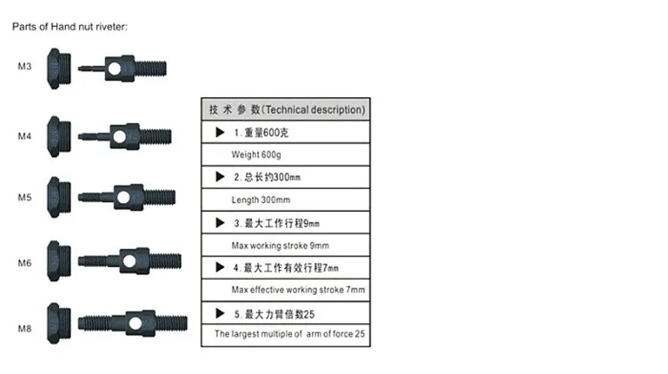 Руководство тянуть заклепки, гайки пистолет клепальщик клепальное устройство BT-606 с гайкой умирает M3, M4, M5, M6, M8 профессиональная пластиковая коробка