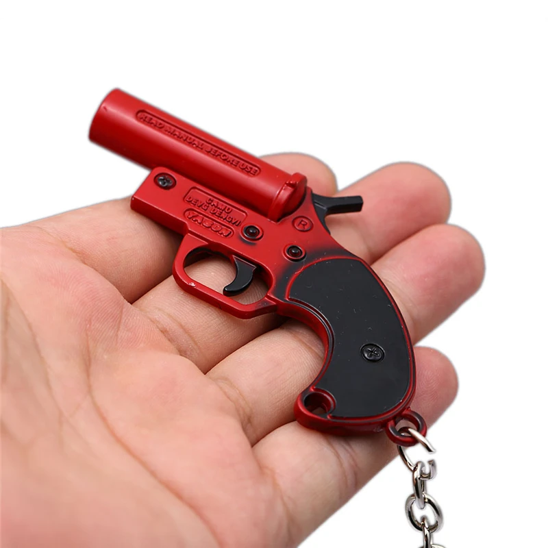PUBG P92 Red Signal Pistol Revolver Keychain Metal Key Chain Keyring Playerunknown's Battlegrounds Weapons Car Pendant Key Gifts