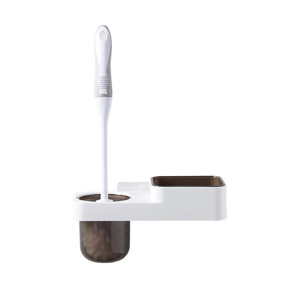 Home Lavatory Brush Toilet Brush with Adhesive Holder Shelf Handheld