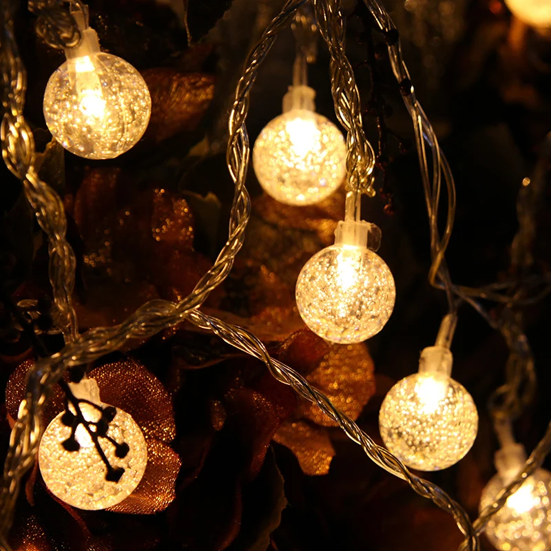 5 M 20 LED Festoon luces de hadas bola de cristal de plástico luz de la secuencia guirnalda impermeable Navidad Holiday luces led decoracion 5 M 20 LED Festoon luces de hadas bola de cristal de plástico luz de la secuencia guirnalda impermeable Navidad Holiday luces led decoracion