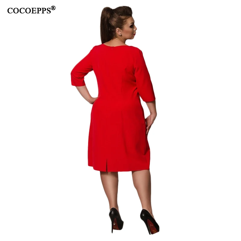 Осеннее женское облегающее платье большого размера, элегантное женское платье большого размера с бантом для офиса и работы, повседневное зимнее платье 5XL 6XL синего и красного цвета Vestidos