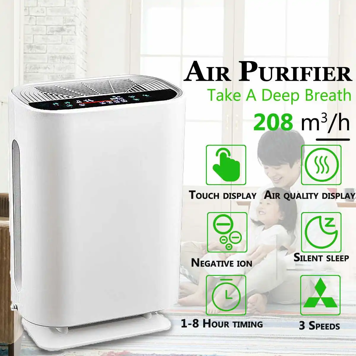 

Smart Air Purifier sterilizer addition to Formaldehyde Smoke air wash cleaning Intelligent Household Hepa Filter Remote Control