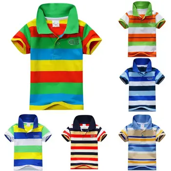 

1-7 Years Baby T-shirt for boy Kids Casual Striped Shirt Tops Summer Toddler Boys Colorful Shirts for Children hot sale