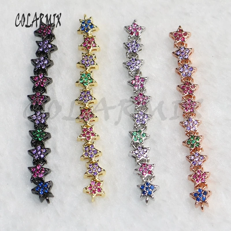 

4Pcs wholesale Tiny stars charms connector for jewelry making Colorful zircon charms jewelry gift for lady fashion jewelry5264