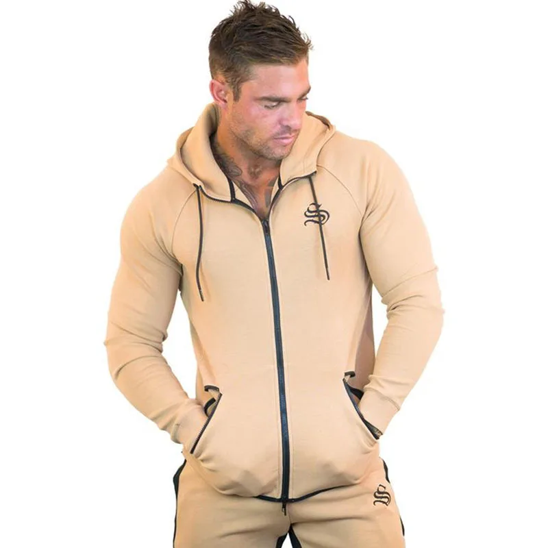 Fall 2019 New Long-sleeved Hoodie Gyms Sweatshirt Men's Casual Fashion Cotton Zip-up Hoodie Sportswear