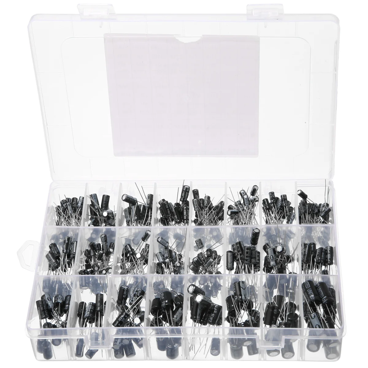 500pcs Durable 16V-50V Electrolytic Capacitor Assortment Kit 24 Value 0.1UF-1000UF Assorted Box Kit for DIY Making Circuit Tools