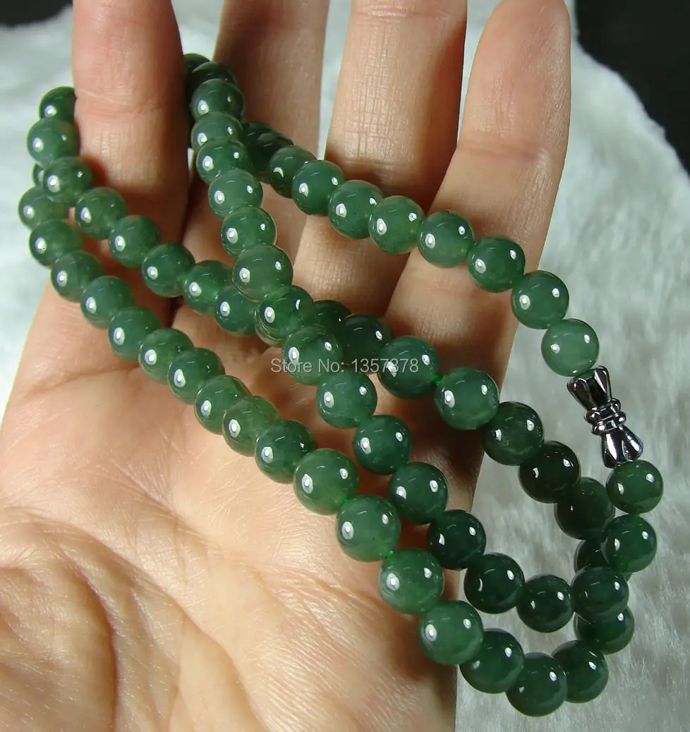 

Free shipping huij 002888 Icy Oil Blueness Bead Necklace Natural Grade A Jadeite Pendant