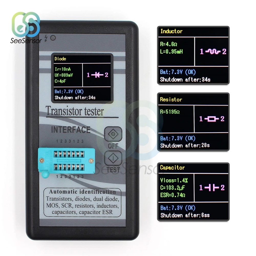 

Multi-purpose Transistor Tester 128*160 Diode Thyristor Capacitance Resistor Inductance MOSFET ESR LCR Meter