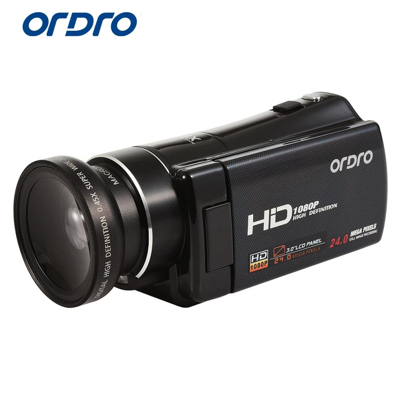 Ordro цифровая видеокамера HDV V7 1080P 30fps FHD с широкоугольным объективом и микро