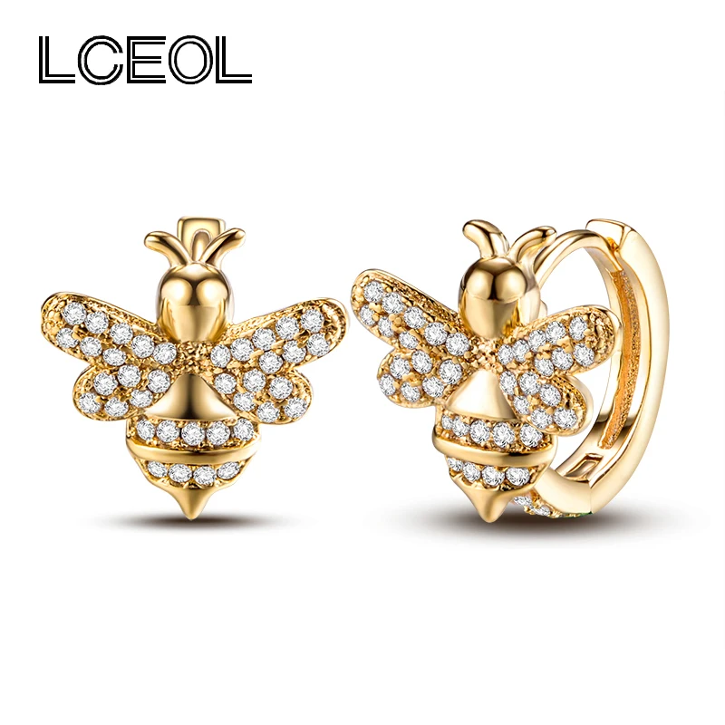 

LCEOL Hot Sale Genuine Brand Jewelry Lovely Little Bee Animal Earrings for Women Fashion Jewelry Monaco Bee Earring Bijoux