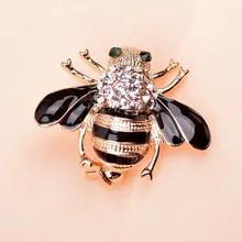 Young tulip Cute Rhinestone Bee Brooches Unisex Enamel Brooch Insect Pins Bijouterie Broches Backpack Badges Coat Accessories