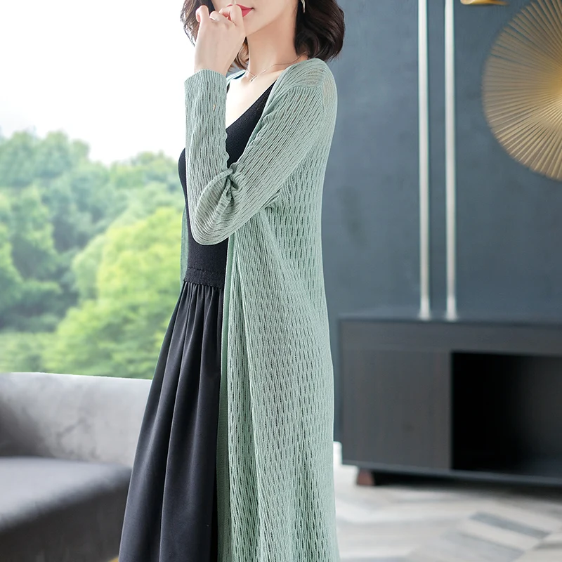 2XL брендовый кардиган весна-лето 2019 женский длинный новинка чистый цвет