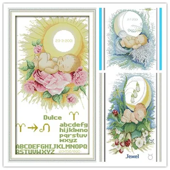 

Free DMC Cross Stitch Kits for Embroidery patten 14CT 11CT Baby moon-Sleeping Crafts Hobby DIY Needlework Knitting Needles